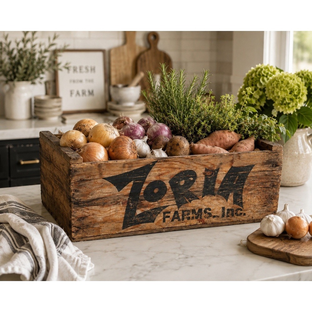 Zoria Farms Inc Wooden Produce Crate Box Rustic Farm‎ Decor 1993 CA